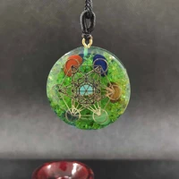 orgone pendant rainbow crystal stones olivine chakra reiki healing energy generator emf radiation protection necklace