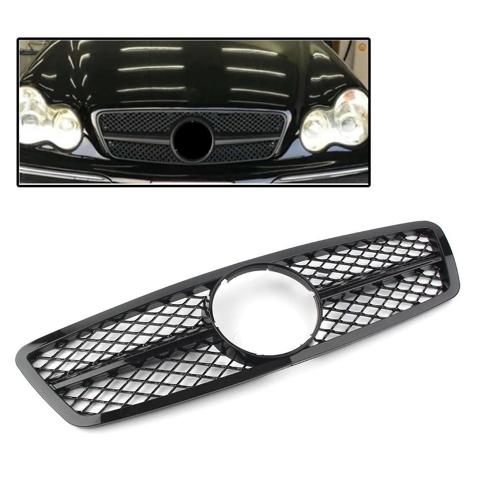 

AMG Styling Car Front Grille Upper Grill For Mercedes-Benz C-Class W203 C280 C320 C240 C200 2000-2006 Sedan Gloss Black ABS