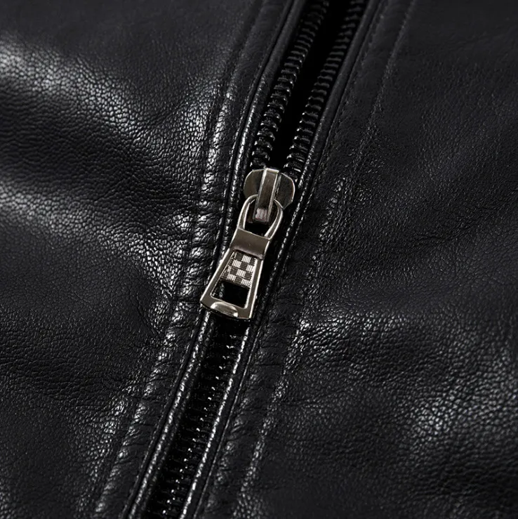 

New arrival Men Casual Leather Jacket Stand Collar Motorcycle Leather Jackets Coats Slim Fit Zippers Biker Jacket Male