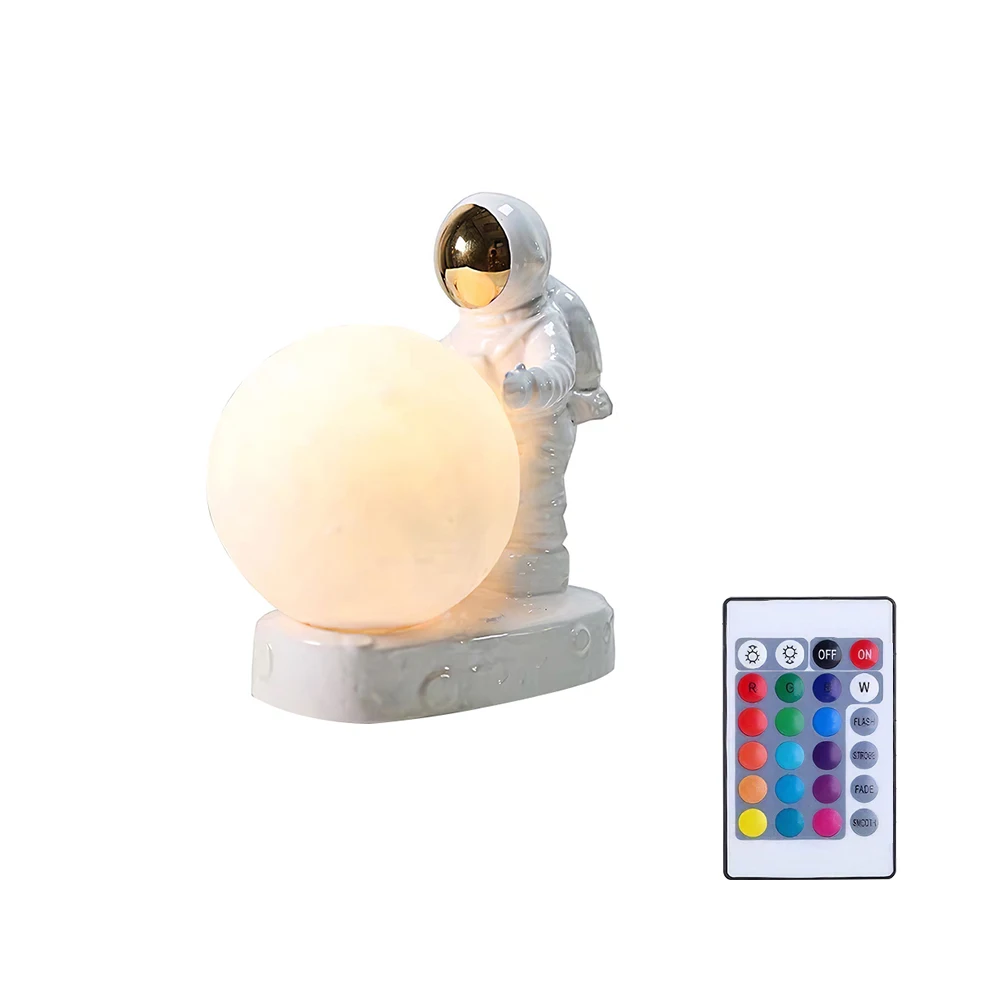 

Space Themed Rechargeable Astronaut Moon Night Light Bedside 3D Reading Light 16 Colors Table Lamp Touch Control Children Gift