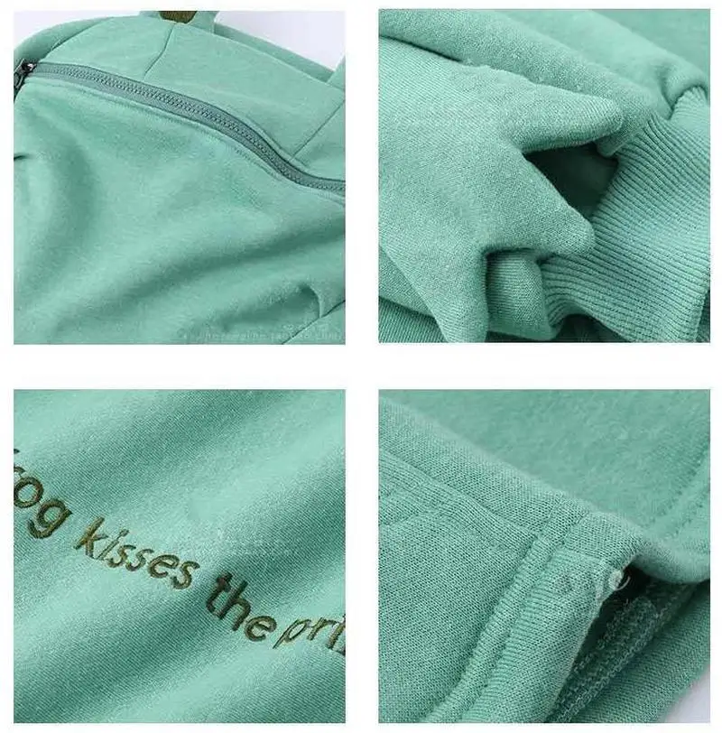 

2021 Women Hoodie Frog Pullover Winter Sense Hooded Casual Sweatshirts Autumn Embroidery Loose Top Doll Decoration Hoodies