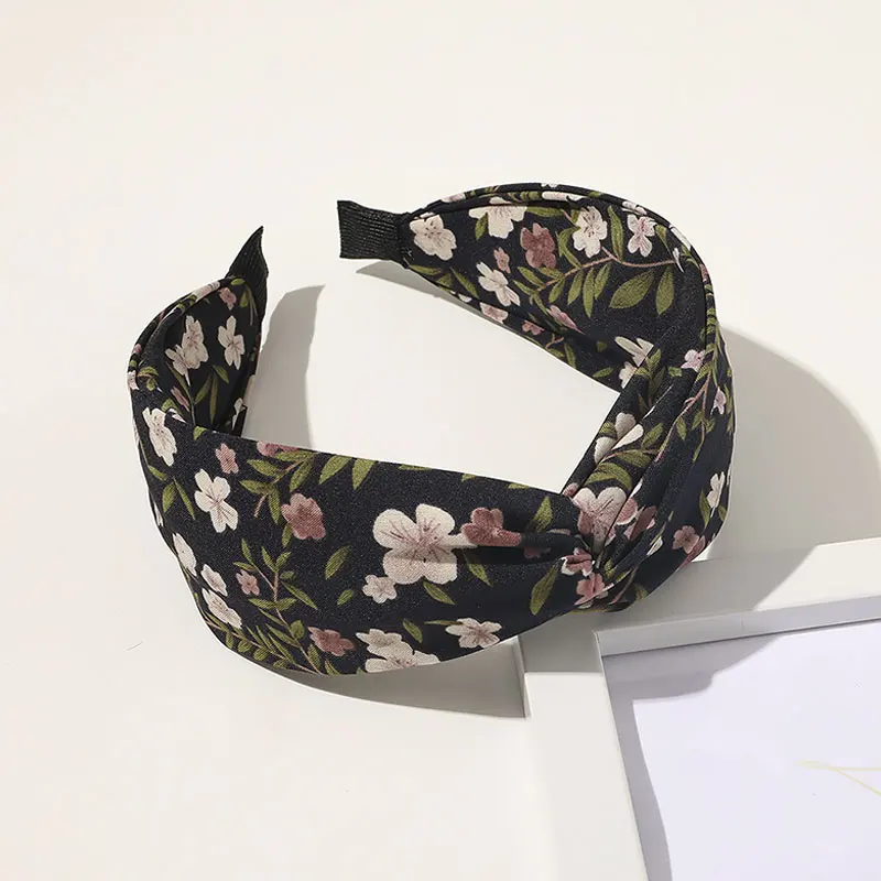

2021 Fashion Summer Headband Women Bezel Hair Accessories Hairband Hair Hoop Flower Print Top Knot Turban Wide Hair Bands