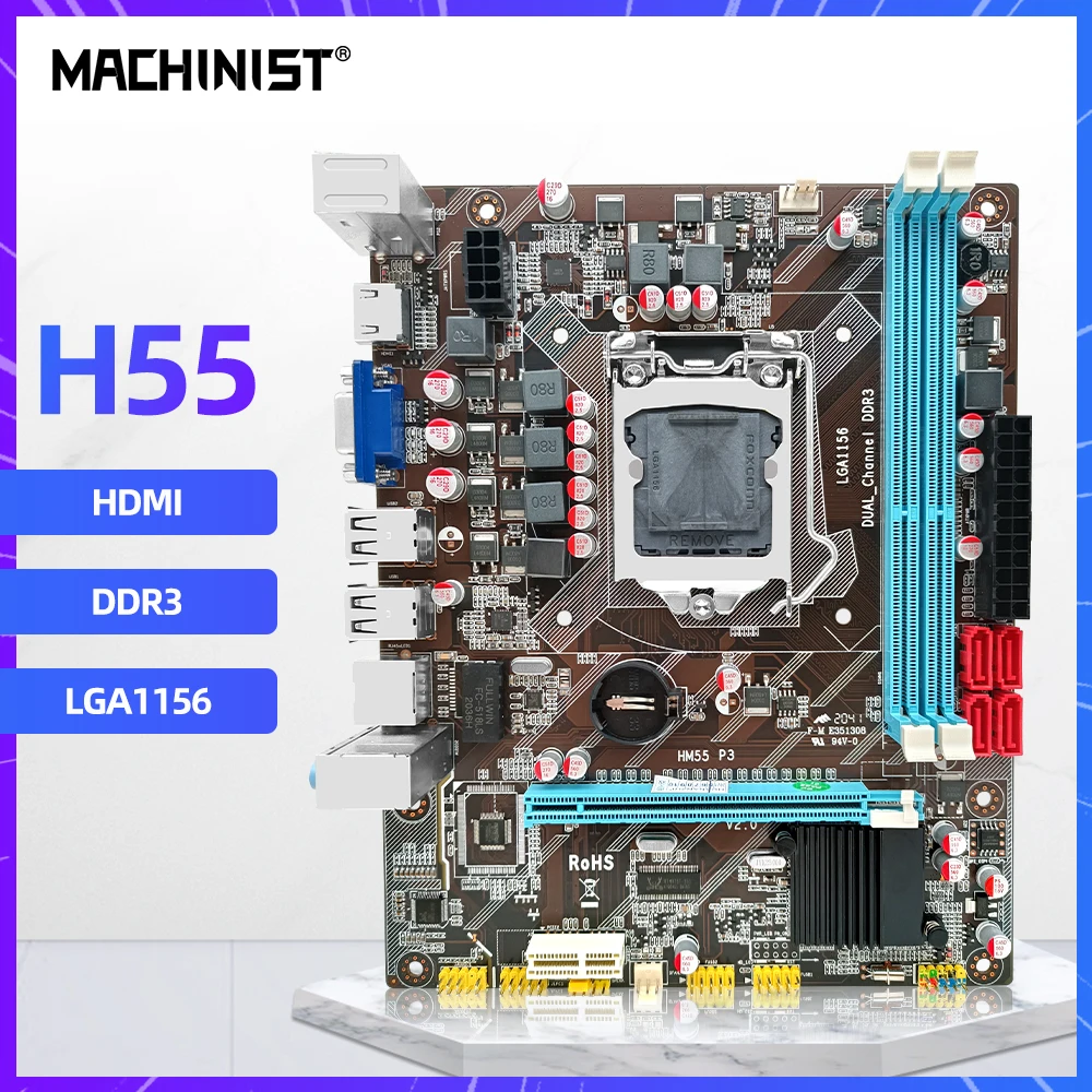 Материнская плата H55 LGA 1156 поддержка оперативной памяти DDR3 процессор CORE I3/I5/I7 VGA HDMI
