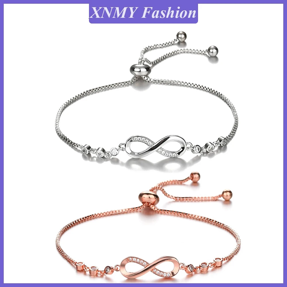 

Модный роскошный браслет XNMY серебряного цвета с кристаллами, Регулируемая Стандартная Женская бижутерия для вечерние, подарок, Прямая пост...