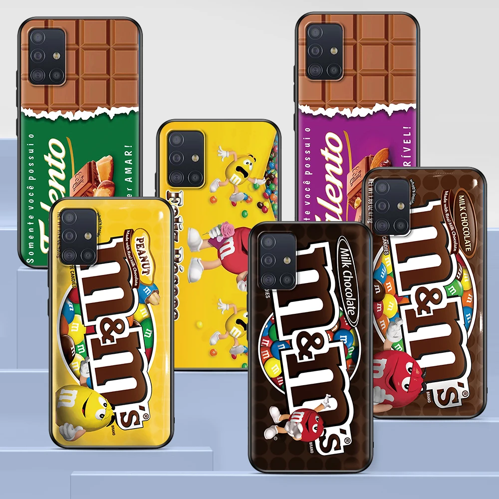 

M&M's Chocolate Nutella Bottle Case for Samsung Galaxy A51 A12 A21s A71 A52 A31 A32 A02s A72 A11 A41 A22 A01 A42 Black Soft