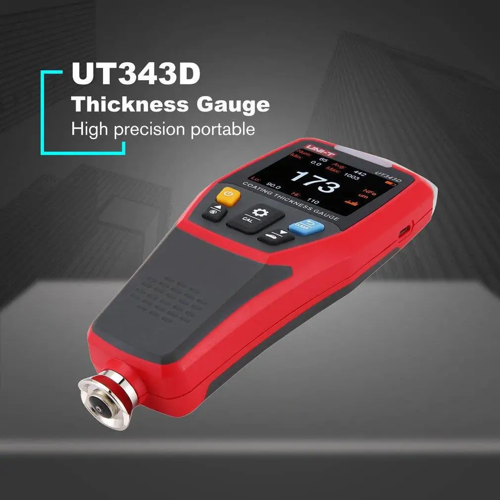 

UNI-T UT343D Толщиномер цифровой измеритель толщины краски для автомобилей FE/NFE измерение с USB функцией передачи данных