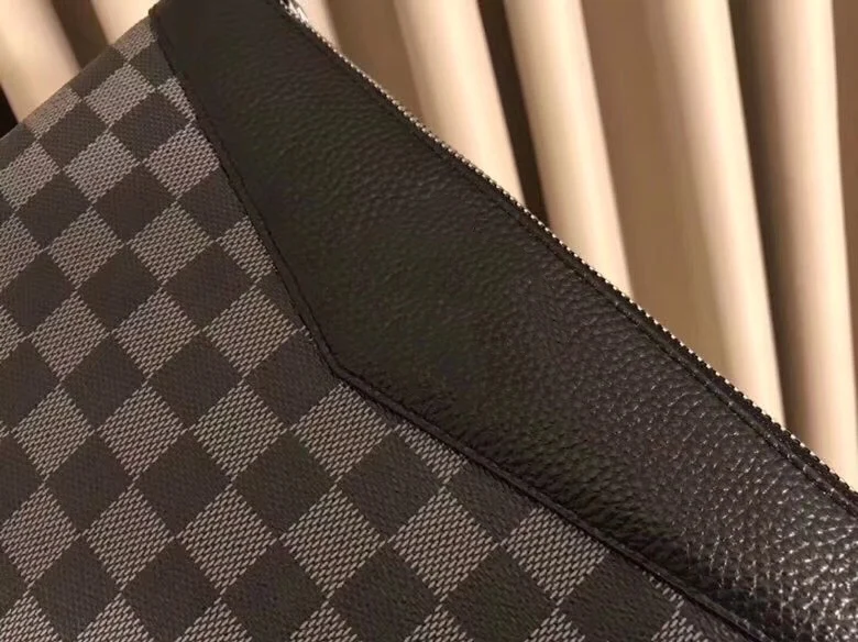 

Luxury leather clutch bag black plaid classic fashion style