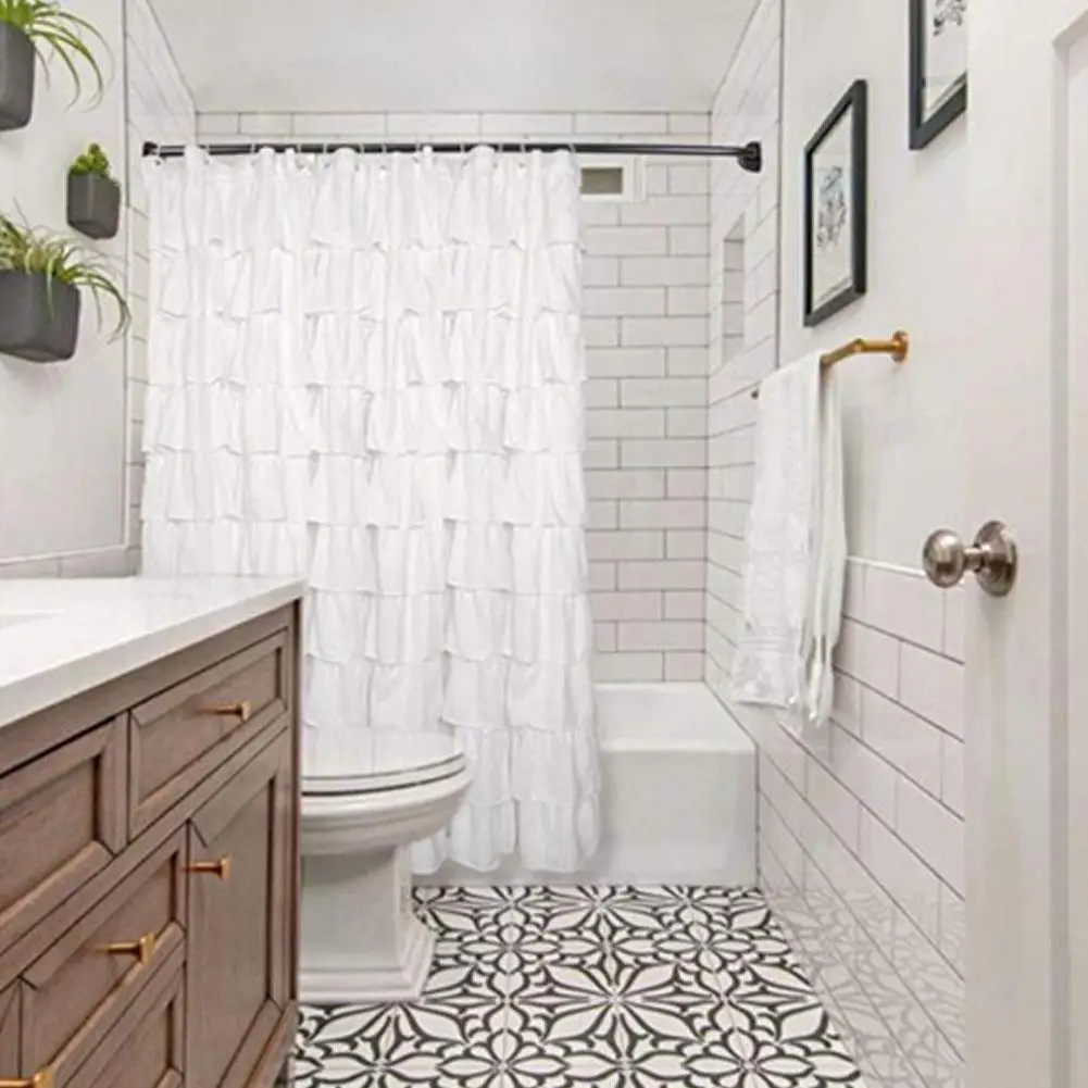 Высококачественная белая большая кружевная занавеска для ванны ручной работы