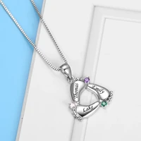 fashion name necklaces personalized baby feet necklace with birthstone chain engraved name custom footprints pendant necklaces