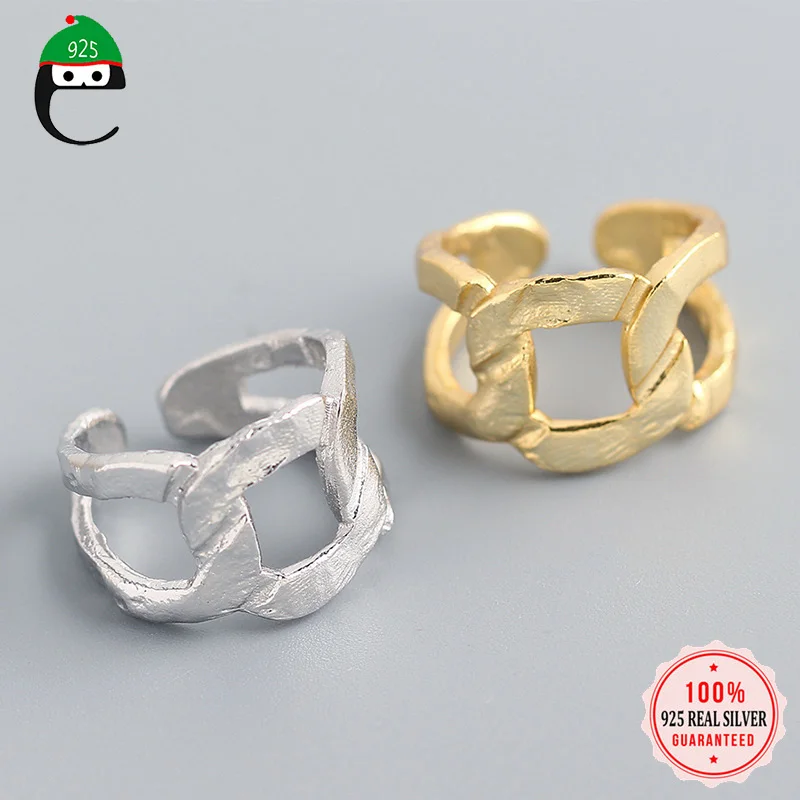 

Женское Открытое кольцо ElfoPlataSi из серебра 925 пробы с цепочкой в стиле индустрии тяжелой индустрии, свадебное ювелирное изделие в подарок S925 ...