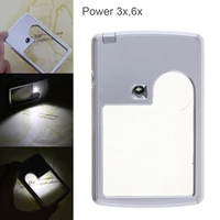 3x6x 4b 3 card type ultra thin 2 lens adjustable handheld square magnifier with led light for reading jewelry repair tool