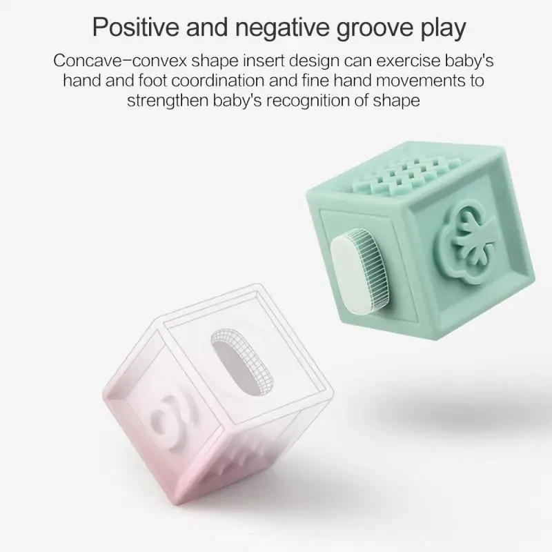 

6/12pcs Baby Grasp Toy Silicone Building Blocks 3D Sensory Soft Ball Hand Balls Baby Massage Rubber Teethers Squeeze Toy