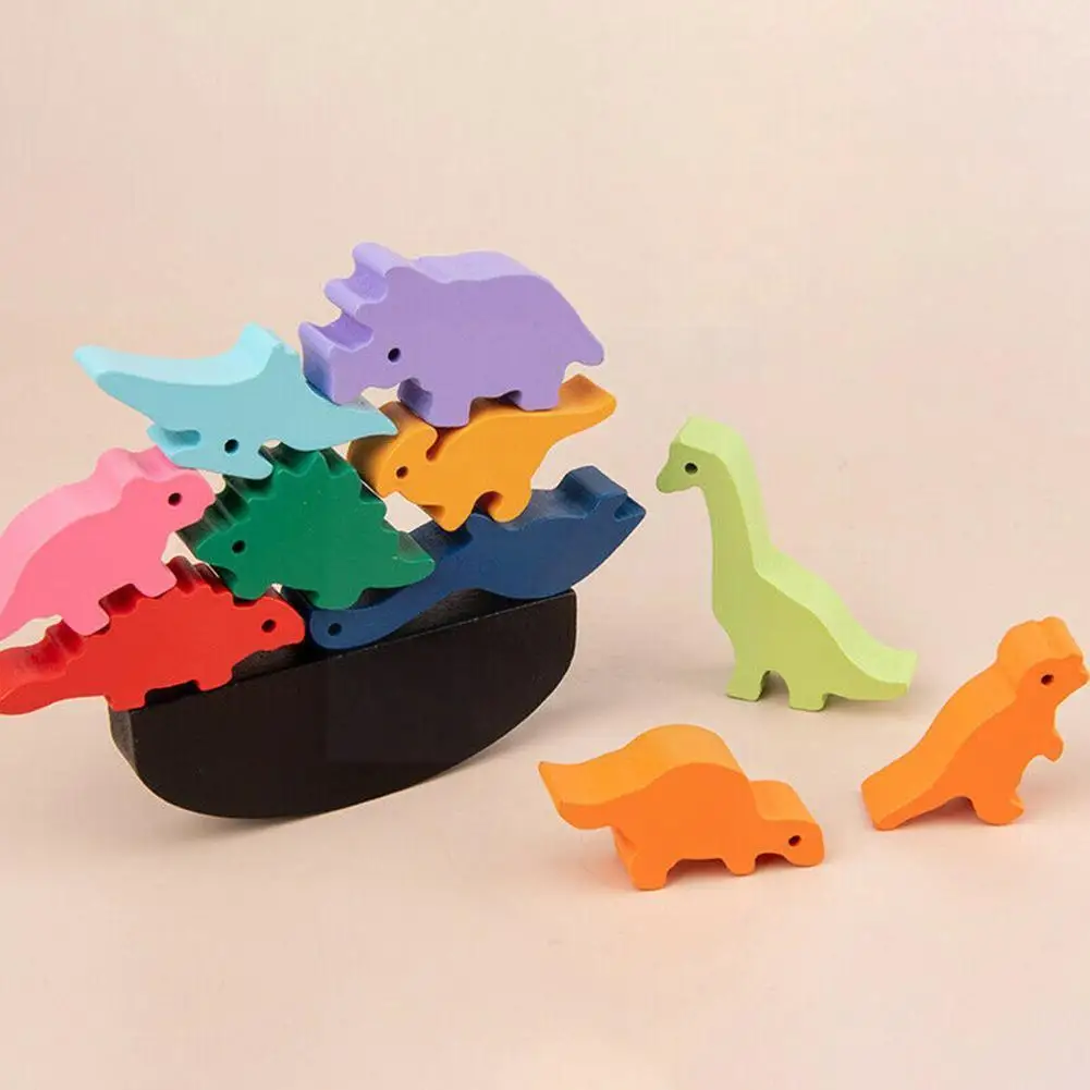 

Разноцветные деревянные строительные блоки A8n7, мультяшный узор, животные, балансировка, игрушка для детей 3 лет