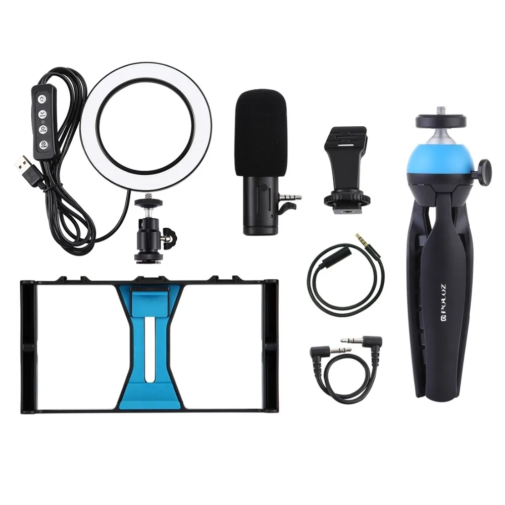 PKT3025 Photo Studio Rig Stabilizer Holder Vlog Video Ring Light Microphone for iPhone Samsung Xiaomi Huawei phone | Электроника