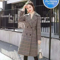 women 2021 winter warmth cotton long casual women outerwear plaid pocket loose long sleeve wool coat overcoat autum ladies coat