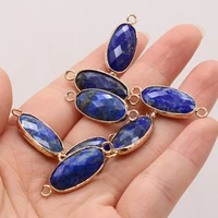 natural stone lapis lazuli pendants faceted quartzs double hook connector for jewelry making diy necklace bracelet crafts