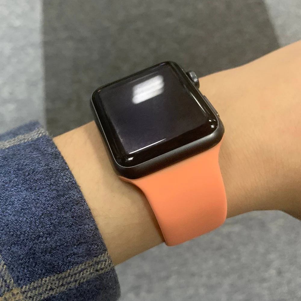 Силиконовый ремешок для наручных часов Apple Watch 42 мм 38 Версия 44 40 резиновый браслет