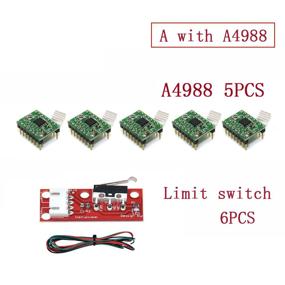 Детали 3D-принтера Reprap Ramps 1,4 комплект с Mega 2560 R3+ Heatbed MK2B+ 12864 ЖК-контроллер+ A4988 Драйвер+ концы+ кабели