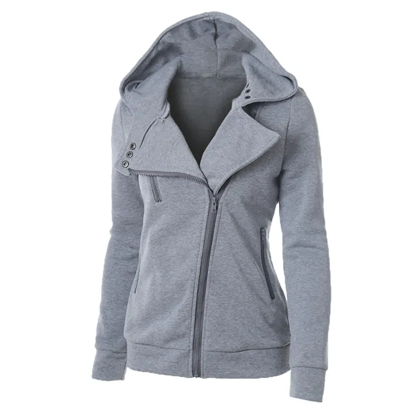 

Long-sleeved autumn and winter coat women's fashion women's jacket twill zipper casual hooded fashion sweaters