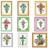 the cross flowers and plants cross stitch kits dmc stamped print 11ct 14ct counted printing craft diy embroidery needlework sets