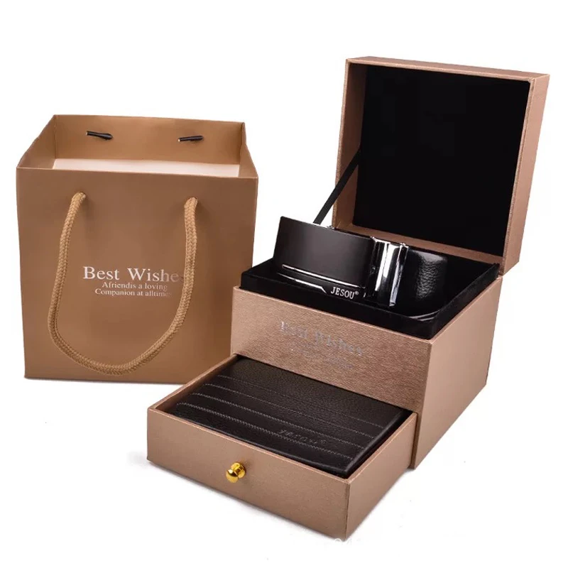 Подарочный набор для мужчин Модный складной кошелек из искусственной кожи с