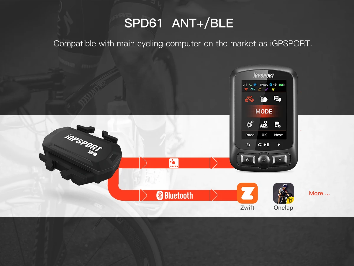 Датчик скорости IGPSPORT SPD61 двухрежимный поддержка и Ant + велосипедная педаль для Garmin