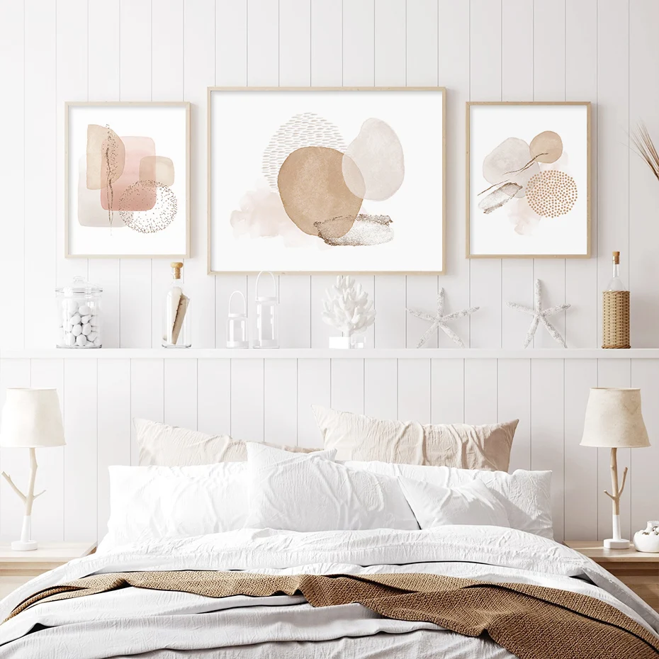 Trendy Modern Abstract Pink Beige Color Geometry Canvas Painting Prints Wall Art Decor Pictures For Posters Aesthetic Room | Дом и сад