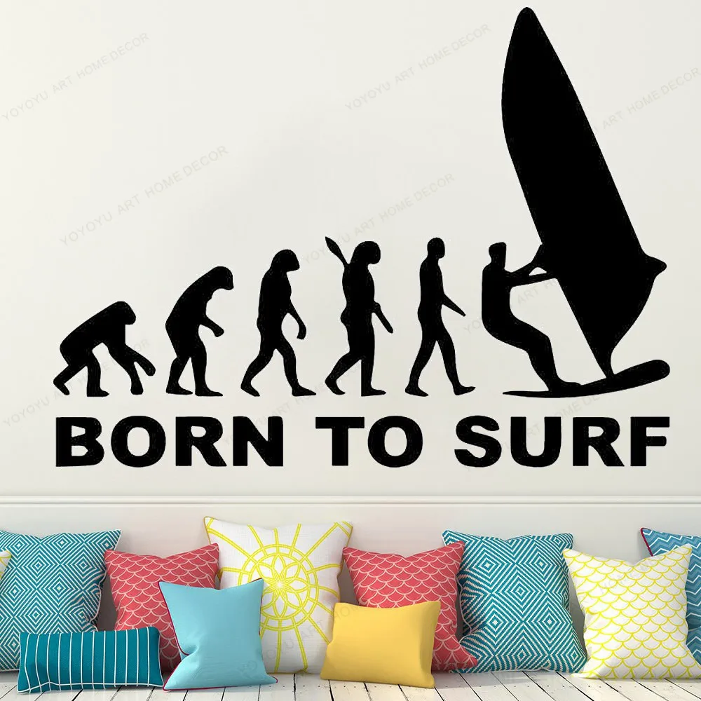 

Exquisite Surf Wall Sticker vinyl born to surf wall decal Boys Bedroom Decoration art Mural HJ799