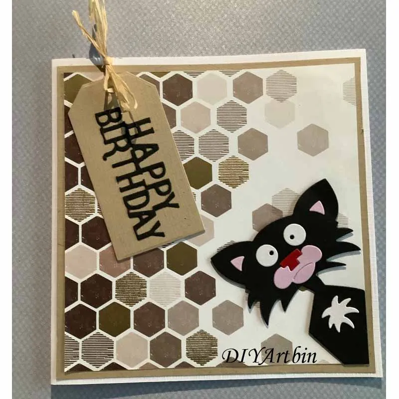Christmas Cat metal cutting Dies scrapbooking new arrival 2020 Children Birthday Wishes Card Layering Die Making | Дом и сад