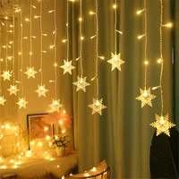 3 5m colorful xmas snowflake led string curtain light flashing waterproof holiday party connectable wave fairy decoration