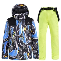1 2pcs windproof snow ski suit mens warm winter snow coat snowboarding jacket with pants outdoor waterproof snowsuits new 2021