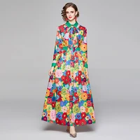 dresses for women 2022 elegant evening floor length turn down collar big shirt dress bohemian floral casual maxi beach dresses