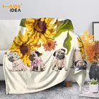 HUGSIDEA мопса с изображением подсолнуха Бостон Terrie флисовое покрывало с принтом путешествие отель самолет мягкий лист для детей, опт