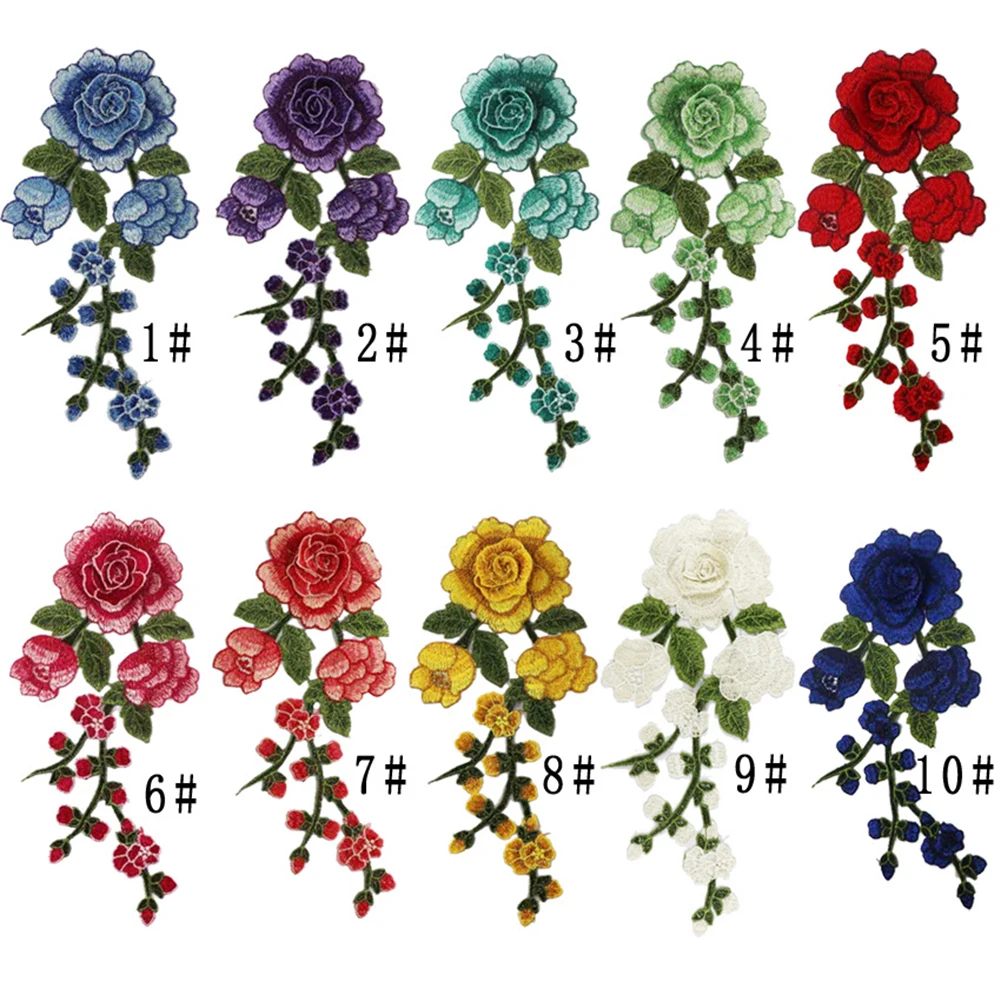 

1pc Retro Fashion Embroidery Roses Flowers Patch Applique diy Crafts Stiker for Jeans Hat Bag Clothes Accessories Badges Sew On