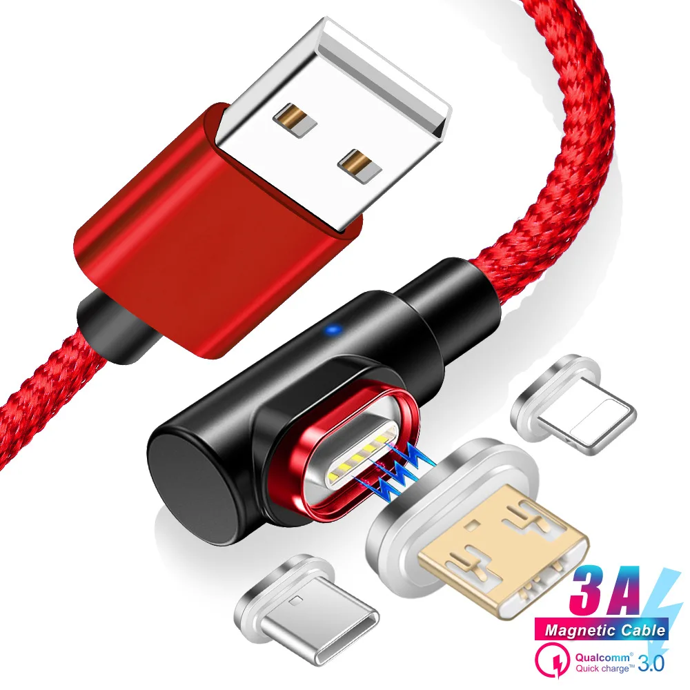 Магнитное зарядное устройство OneVan 5V 3A 90 градусов Usb кабель для быстрой зарядки Micro Usb type C шнур для зарядки iPhone 7 Xiaomi samsung телефон