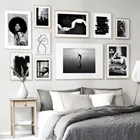 Настенная картина с изображением девушки черного и белого цвета, абстрактные постеры и принты, настенные картины для гостиной, украшение для салона
