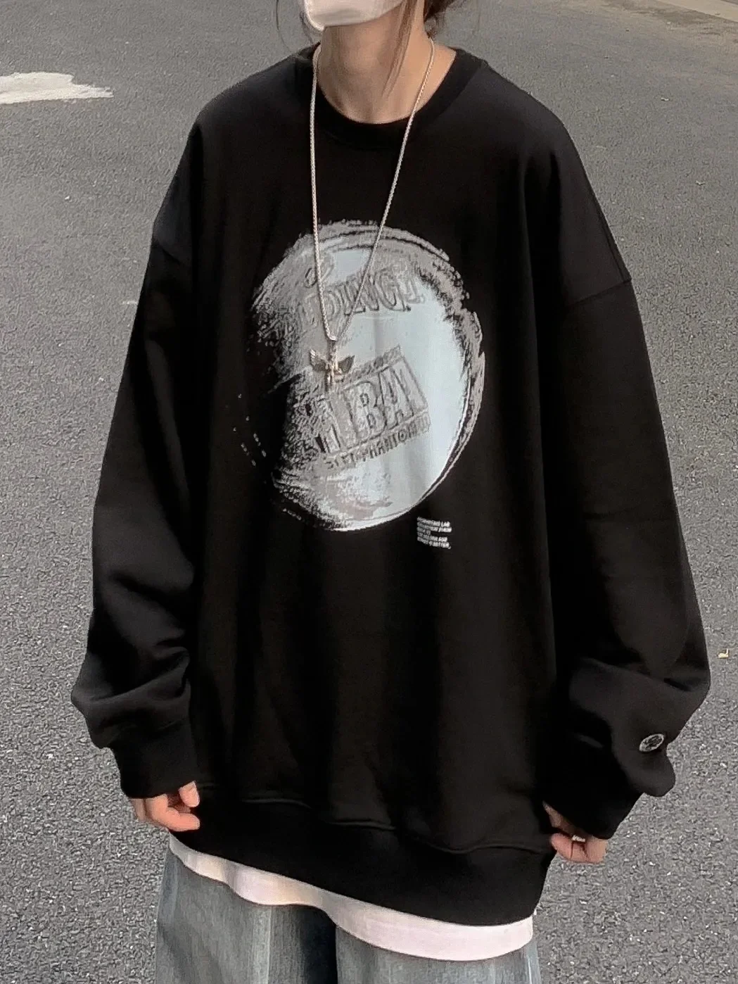 

Черная Толстовка в европейском и американском стиле, Женская осенне-зимняя толстовка с флисовой подкладкой в Корейском стиле Bf Lazy.