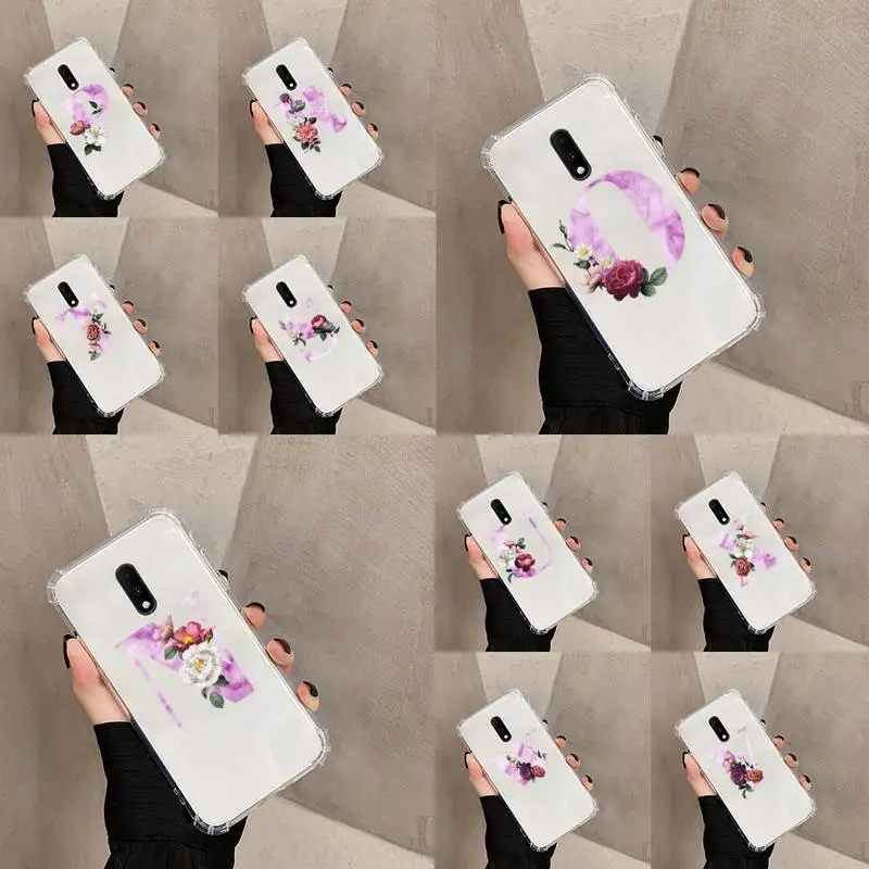

Alphabet flower Phone Case Transparent For OnePlus MEIZU MEITU M 7 8 9 16 17 T PRO XS moible bag