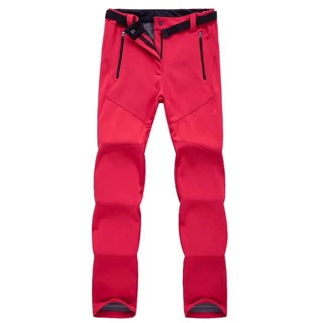 Women Red JACKSANQI женские и мужские уличные теплые походные брюки флисовые спортивные альпинистские походные горные водонепроницаемые женские брюки RA323 - Цвет: Women Red