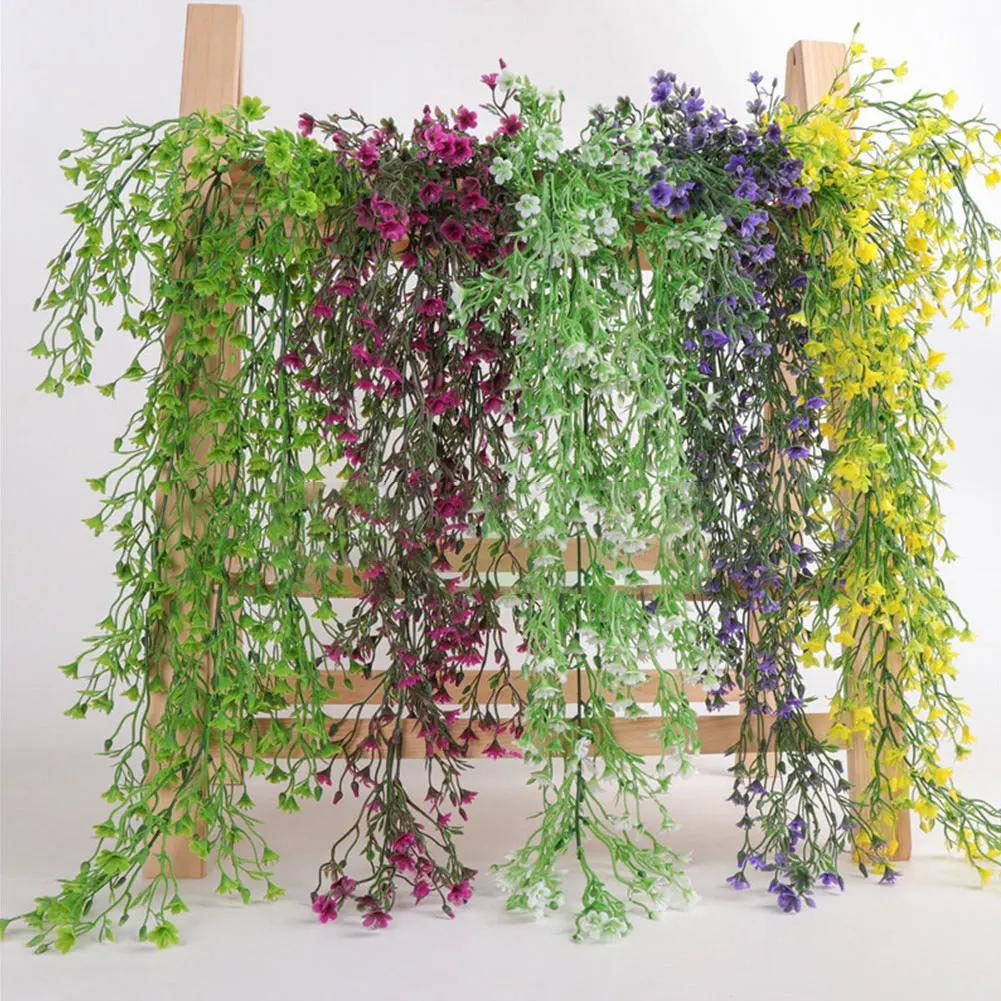 

80cm Plastic Artificial Flowers Vine Fake Flowers Wall Hanging Flower Vines Artificial Party Wedding Decoration Room Home Decor