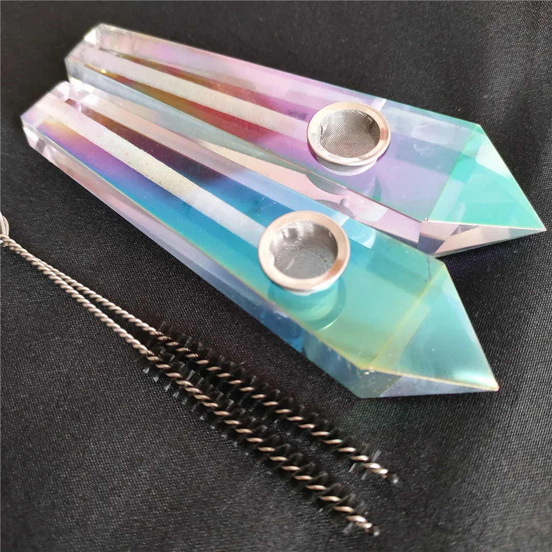

Aura Angel clear crystal stones wand point smoking pipe melting minerals for healing quartz stone gift home decoration
