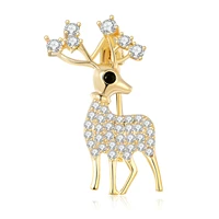 dorado cute white pink zircon deer brooches for women new copper christmas reindeer brooch pins fashion clothing jewelry gifts