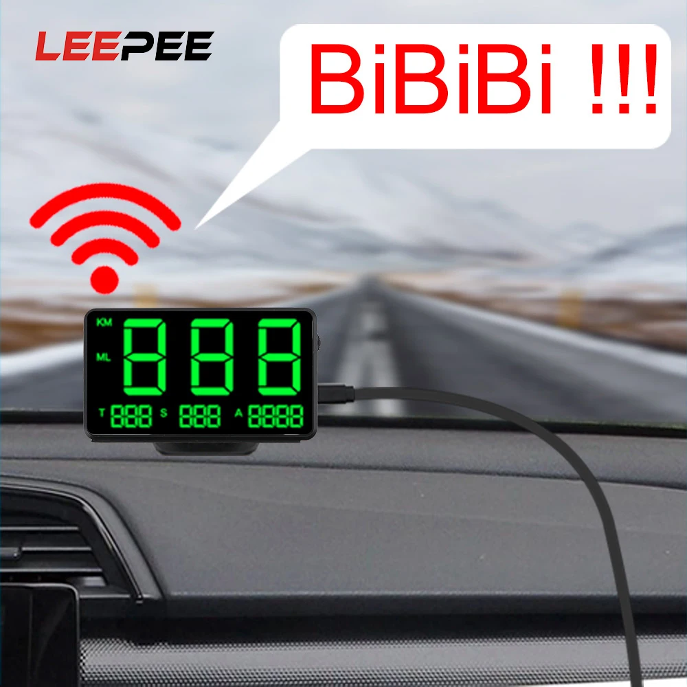 

LEEPEE Odometer Car GPS Speedometer KM/h MPH Car Head Up Display Big Fonts LED Display C60s/C80 Altitude Display Projector