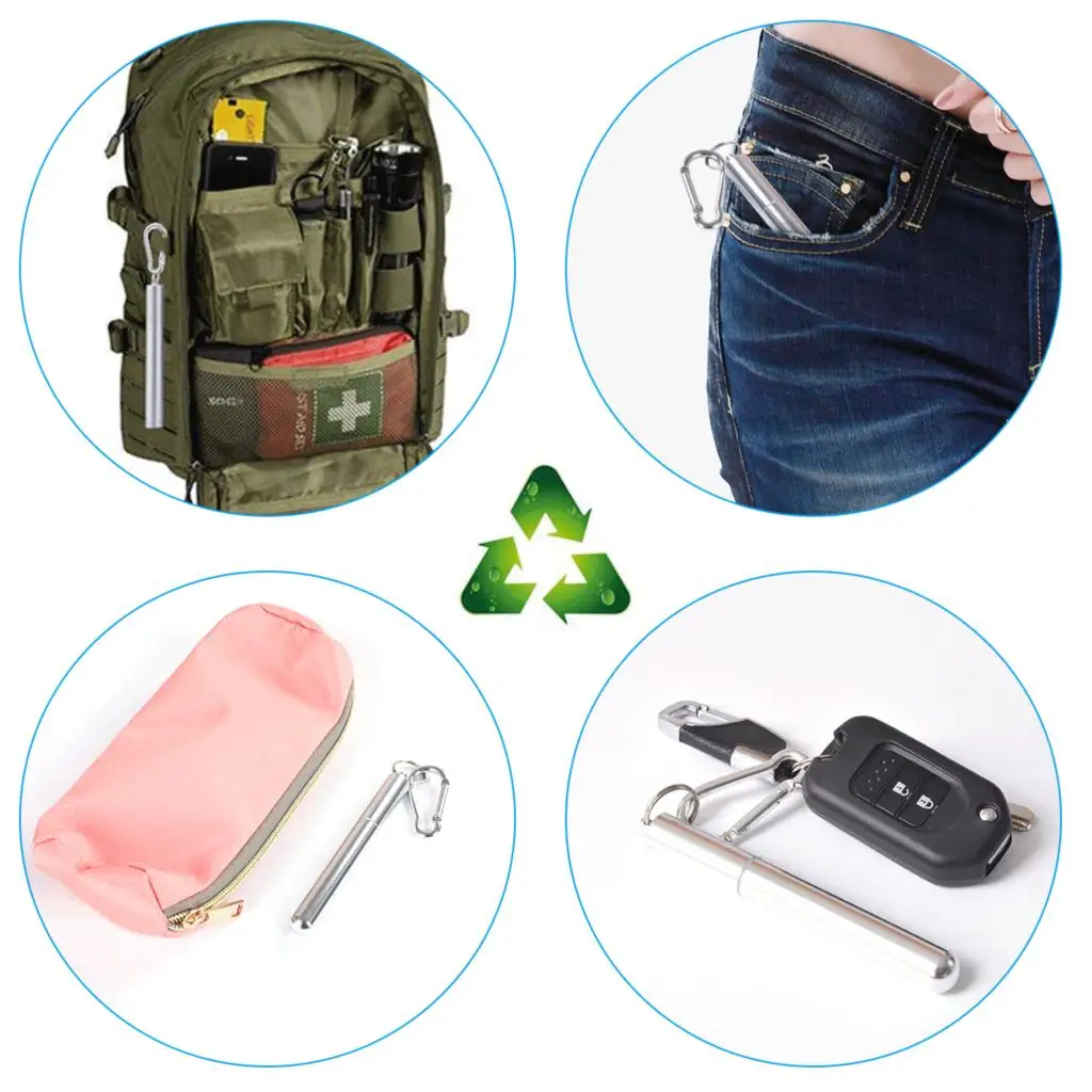 2 шт Портативный многоразовые трубочки телескопический Нержавеющая сталь