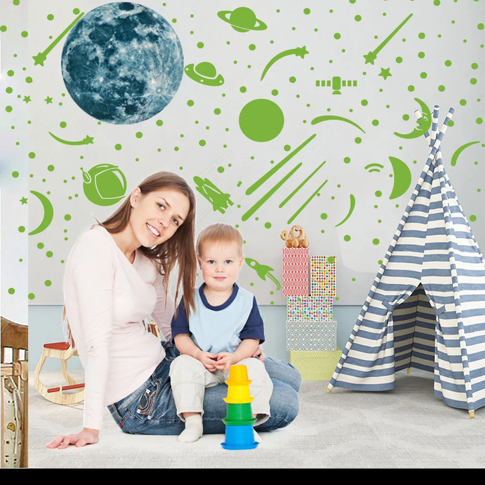 

Zollor Meteor Planet Stars DIY Luminous Wall Sticker Home Ceiling Door Fluorescent Sticker Self-adhesive