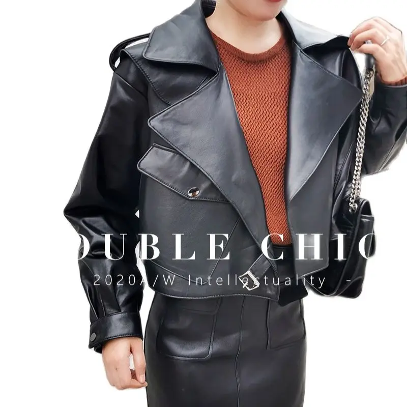 Chaqueta de piel de oveja para mujer, abrigos de piel auténtica para invierno, otoño