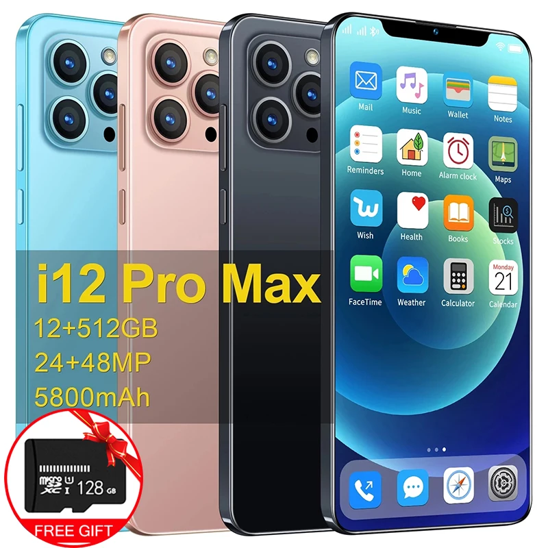 

Global Version I12 Pro Max 6.7inch 12+512GB Smartphone 5G 5800mAh Android 10.0 Networkphone Face Unlock Dual SIM Mobileohone