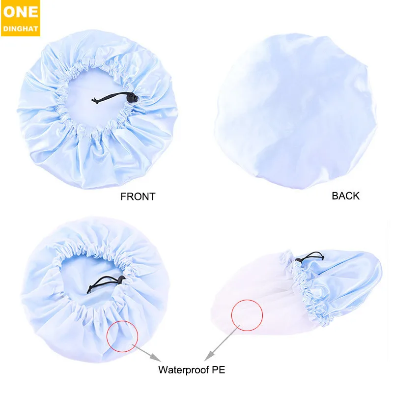 

Double Adjustable Color Butyl Shower Cap Is Waterproof Pe Hairdressing Cap Parent-child Cap Tjm - 453 - A