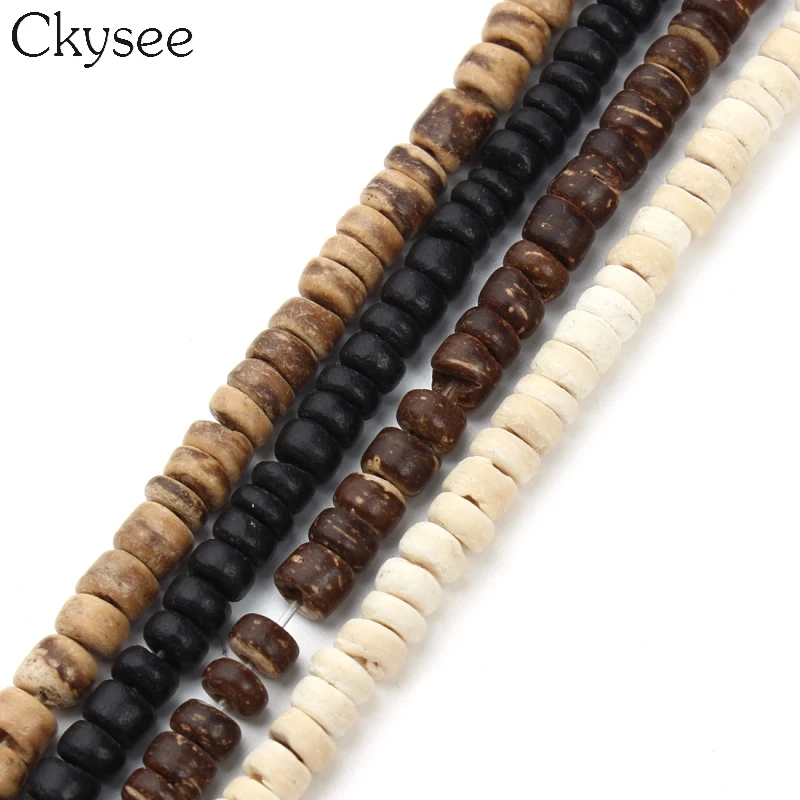 

Ckysee 10mm 3 Strands Natural Wooden Beads Flat Round Coconut Shell Crafts Spacer Beads For Diy Jewelry Making Buddhism Bijoux