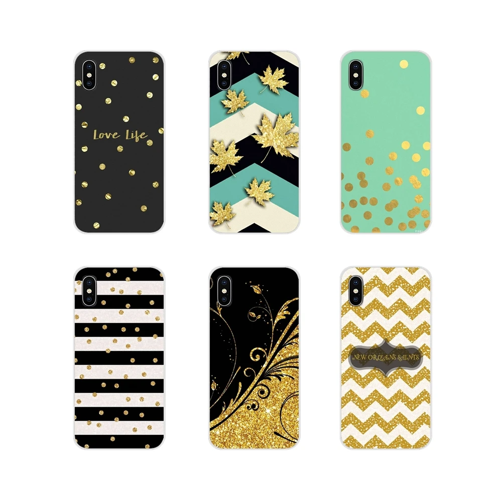 Чехол для телефона с золотыми розовыми Черными Блестками и волнистыми точками